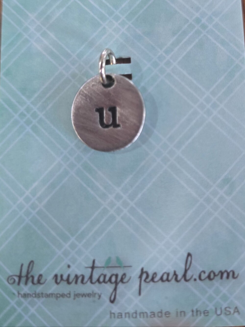 Handstamped Silver Initial 'u' Charm Pendant